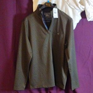 NWT Age of Wisdom Mens Quarter Zip Pullover Sweater Medium Brown Heather